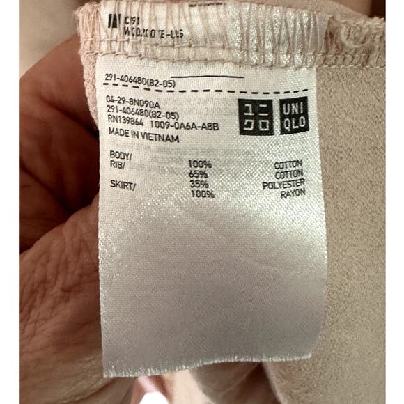 Uniqlo Blush Pink Shift Dress Size Small Bottom pleats Sweatshirt Style Layering - Picture 5 of 9